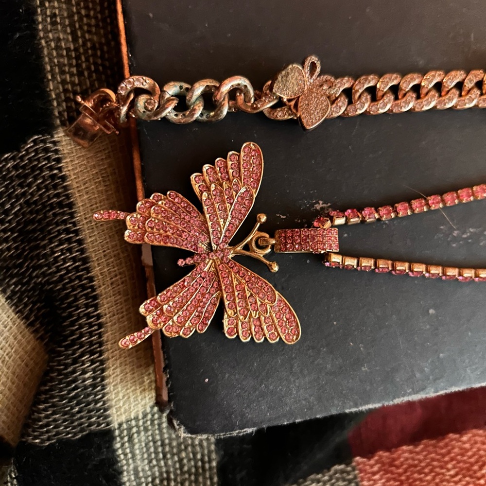 Pink Butterfly Pendant Necklace bundle